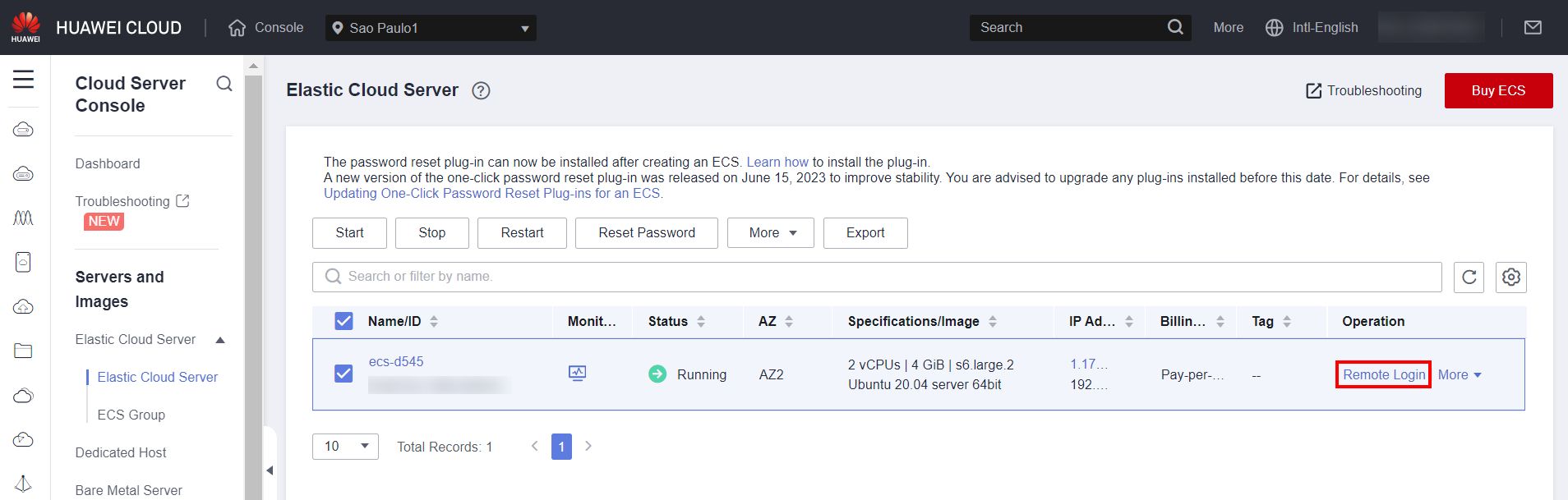 Remote login to ECS